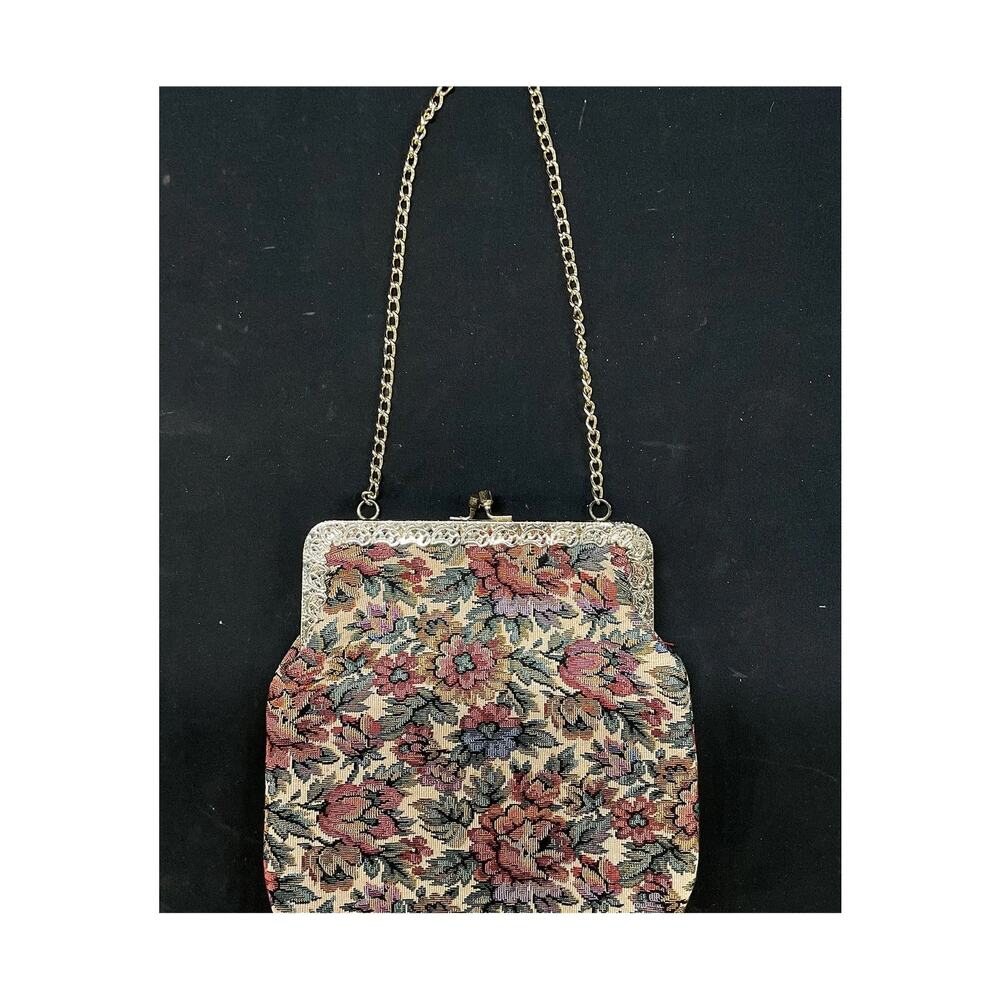 Vintage MCM Tapestry Bag with a Short Chain and a Kiss Clasp